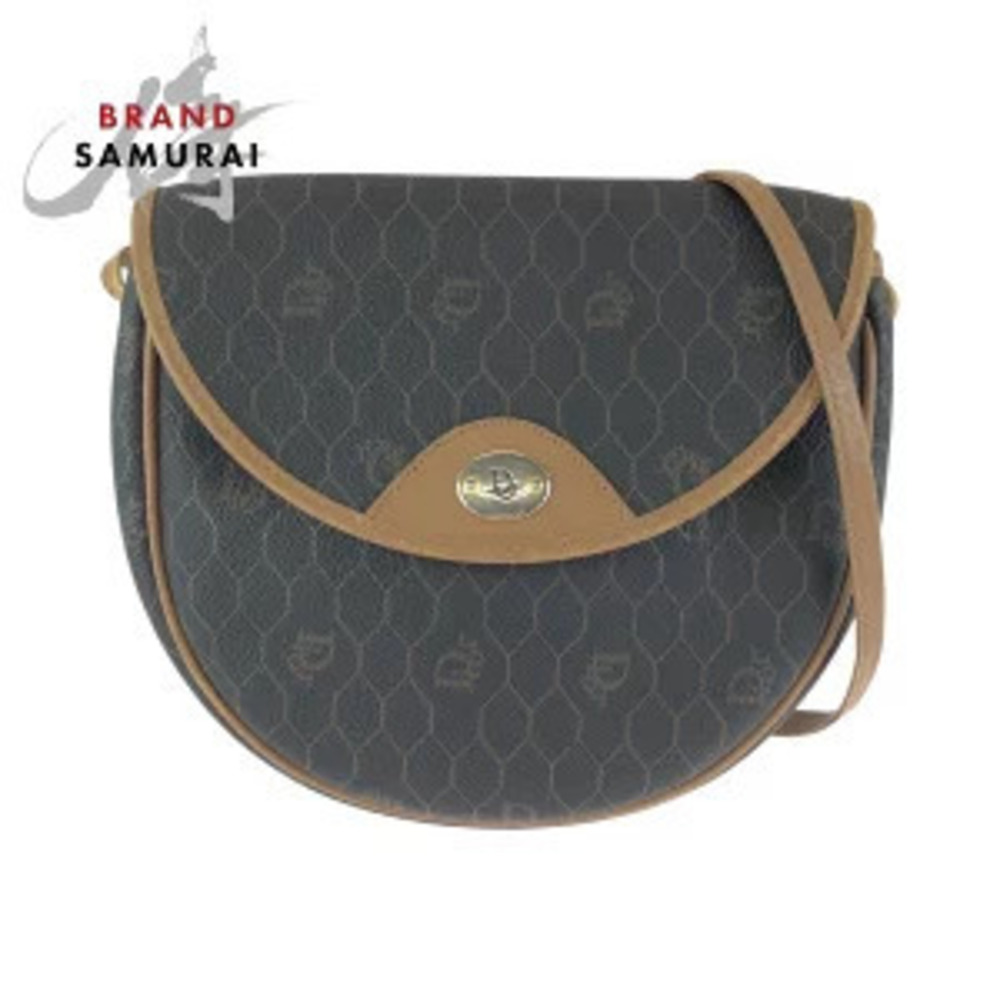Christian Dior honeycomb brown beige shoulder bag pouch